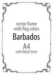 Frame and border of ribbon with the colors of the Barbados flag