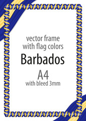 Frame and border of ribbon with the colors of the Barbados flag