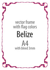 Frame and border of ribbon with the colors of the Belize flag