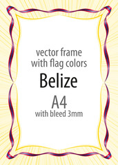 Frame and border of ribbon with the colors of the Belize flag