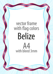 Frame and border of ribbon with the colors of the Belize flag