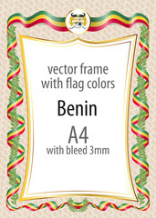 Frame and border of ribbon with the colors of the Benin flag