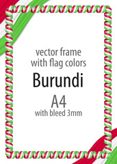 Frame and border of ribbon with the colors of the Burundi flag
