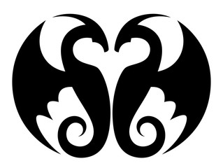 Black dragon on a white background
