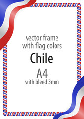 Frame and border of ribbon with the colors of the Chile flag