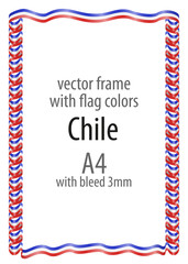 Frame and border of ribbon with the colors of the Chile flag