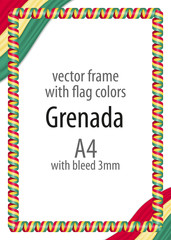 Frame and border of ribbon with the colors of the Grenada flag