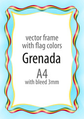 Frame and border of ribbon with the colors of the Grenada flag