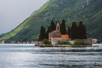 Saint George Benedictian monastery on St. George island Ostrvo Sveti Dorde. One of the two islets...