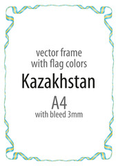 Frame and border of ribbon with the colors of the Kazakhstan flag