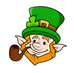 Smoking Leprechaun Cartoon Face