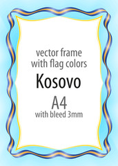 Frame and border of ribbon with the colors of the Kosovo flag