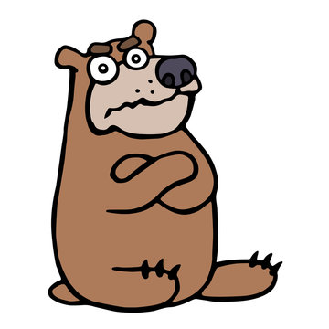 Angry cartoon bear. Vector illustration.