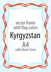 Frame and border of ribbon with the colors of the Kyrgyzstan flag