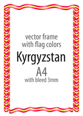 Frame and border of ribbon with the colors of the Kyrgyzstan flag