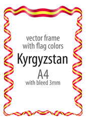 Frame and border of ribbon with the colors of the Kyrgyzstan flag