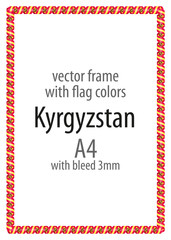 Frame and border of ribbon with the colors of the Kyrgyzstan flag