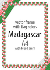 Frame and border of ribbon with the colors of the Madagascar flag
