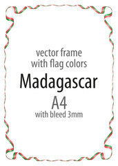Frame and border of ribbon with the colors of the Madagascar flag
