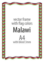 Frame and border of ribbon with the colors of the Malawi flag