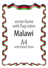 Frame and border of ribbon with the colors of the Malawi flag