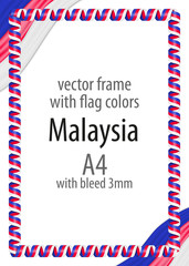 Frame and border of ribbon with the colors of the Malaysia flag