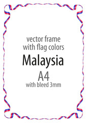 Frame and border of ribbon with the colors of the Malaysia flag