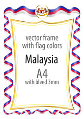 Frame and border of ribbon with the colors of the Malaysia flag