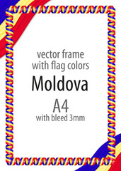 Frame and border of ribbon with the colors of the Moldova flag