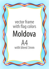 Frame and border of ribbon with the colors of the Moldova flag