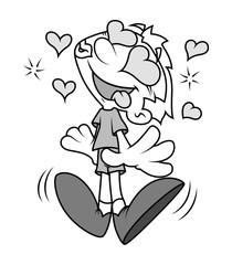 Funny Boy in Love Vector Drawing