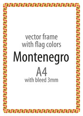 Frame and border of ribbon with the colors of the Montenegro flag