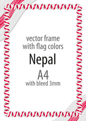 Frame and border of ribbon with the colors of the Nepal flag