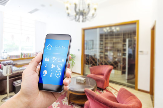 mobile phone in modern living room