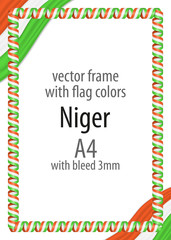 Obraz premium Frame and border of ribbon with the colors of the Niger flag
