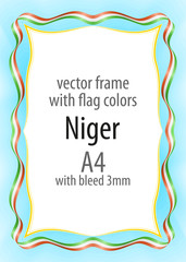 Frame and border of ribbon with the colors of the Niger flag