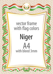 Frame and border of ribbon with the colors of the Niger flag