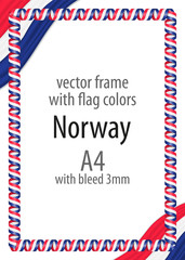 Frame and border of ribbon with the colors of the Norway flag