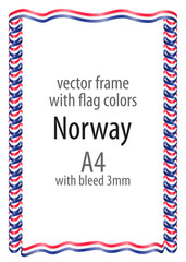 Frame and border of ribbon with the colors of the Norway flag