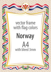 Frame and border of ribbon with the colors of the Norway flag