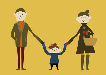 秋　家族　お出かけ　イメージ