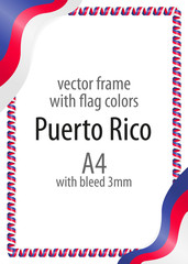 Frame and border of ribbon with the colors of the Puerto Rico flag