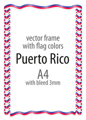 Frame and border of ribbon with the colors of the Puerto Rico flag