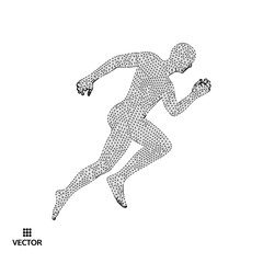 3d running man. Design for sport, business, science and technology. Vector illustration. Human body.