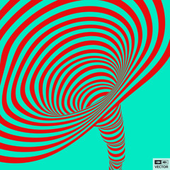 Tunnel. Abstract 3D geometrical background. Pattern with optical illusion. Vector illustration.