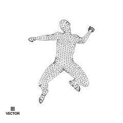 Fototapeta na wymiar Leadership concept. Jumping man. Emblem for sport championship. Vector illustration.