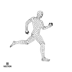 3d running man. Design for sport, business, science and technology. Vector illustration. Human body.