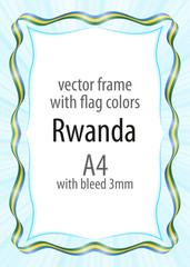 Frame and border of ribbon with the colors of the Rwanda flag