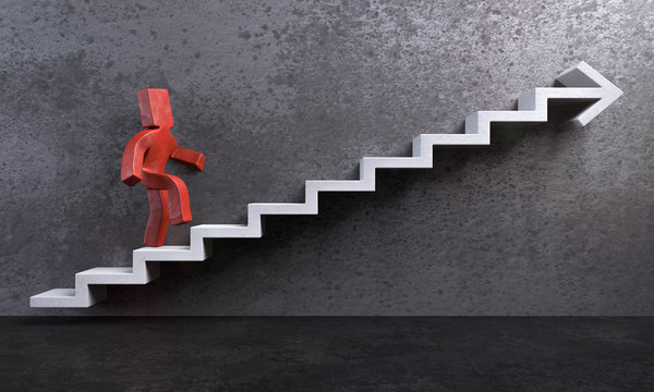 Knetfigur mit treppe aus Pfeil Aufstieg