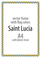 Frame and border of ribbon with the colors of the Saint Lucia flag